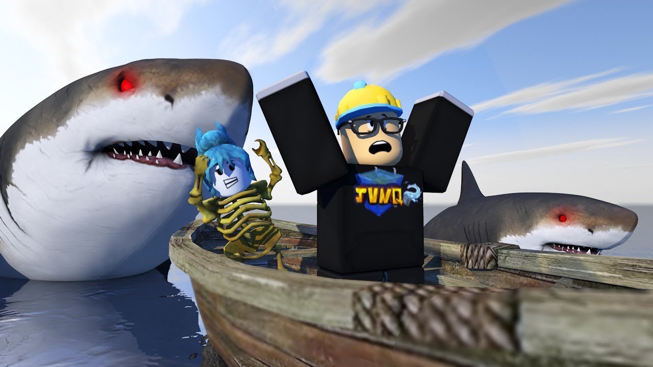 Aventura Do Barquinho Com Tubaroes Youtube - tubarao jvnq gigante l roblox shark bite youtube