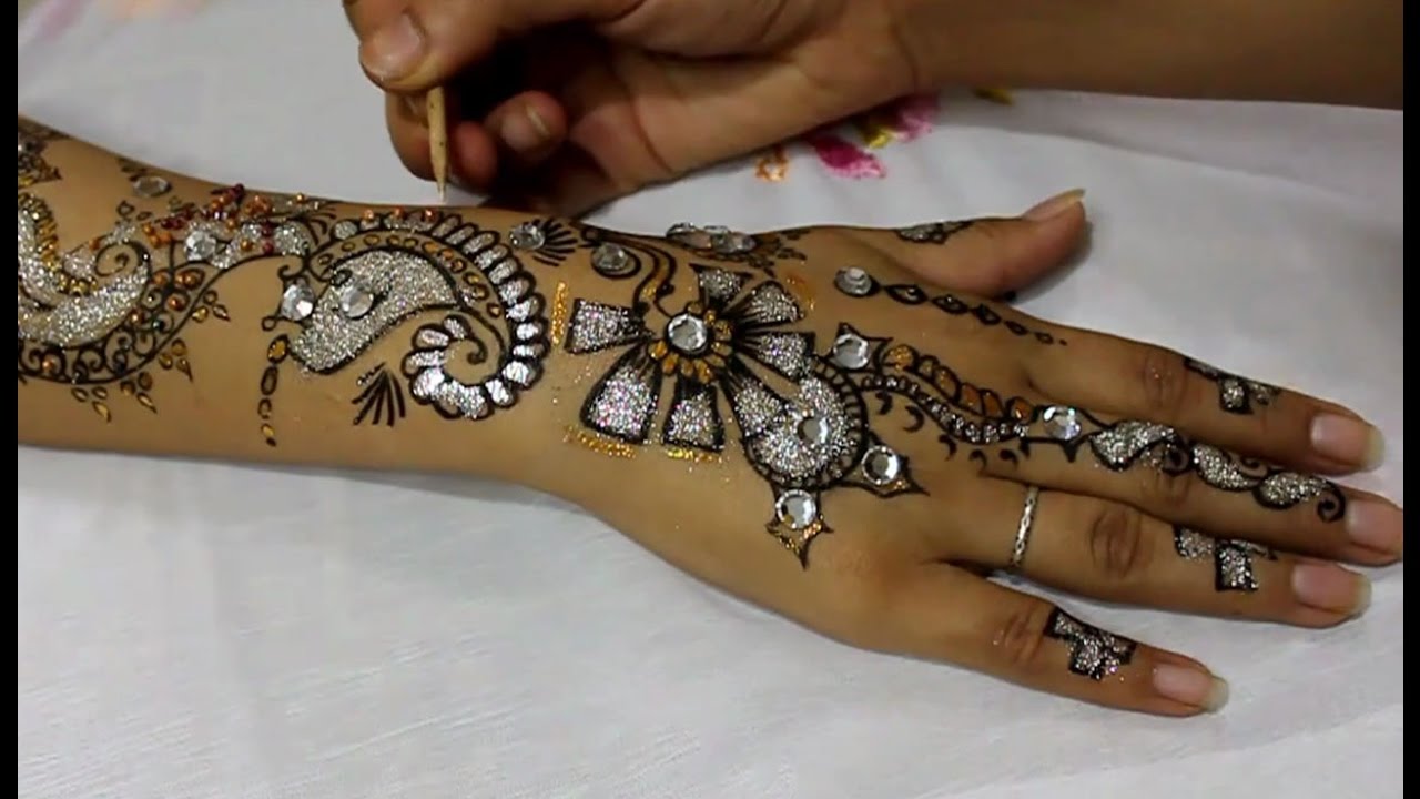 Glitter Henna Mehndi Designs For Hands YouTube