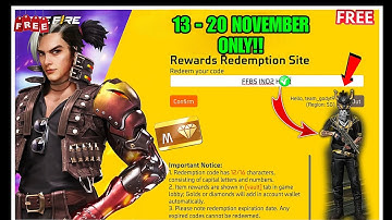 FREE FIRE REDEEM CODE TODAY 13 NOVEMBER|FF REWARDS REDEEM CODE | FF REDEEM CODE TODAY 13 NOVEMBER