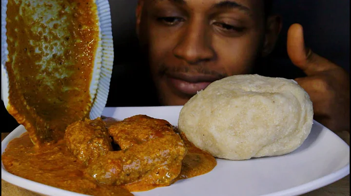 ASMR Nigerian Eba Fufu and Peanut Soup Mukbang |Cow Skin, Beef | Eating sounds