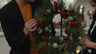 Indoor/Outdoor Illuminated Ornament, Pine & Berry Wreath by Valerie on QVC