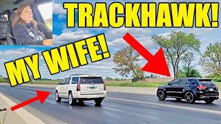 My Wife Raced Her Supercharged Escalade V At The Drag Strip Against EVERYONE! IT'S FAST!