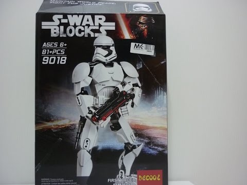 YouTube thumbnail: Decool Lego Bootleg Star Wars First Order Stormtrooper Buildable Figure set 9018 review