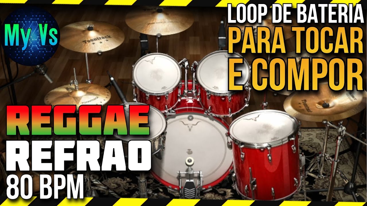 🥁 LOOP de Bateria REGGAE REFRÃO para tocar e compor | 80 bpm ...