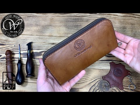 Zip wallet / Кошелек на молнии из кожи от #wildleathercraft. Free pattern PDF.