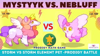 PRODIGY MATH GAME | MYSTYYK level 100 Battling with NEBLUFF Pet Level 100  in Prodigy. Who will win