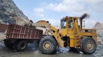 Caterpillar 966D Mega Rock Loading at Mining Site | Tractor Trolley Heavy Duty Action 