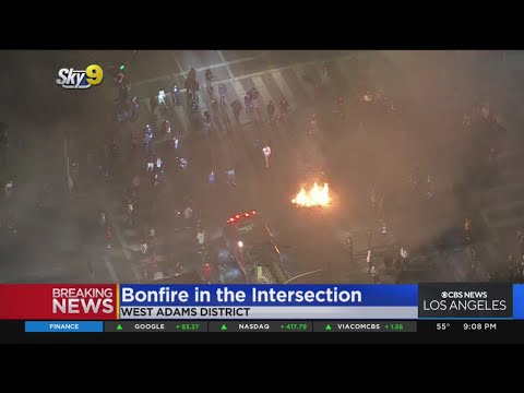 Firefighters Quickly Knockdown Bonfire In Middle of Intersection in West Adams District