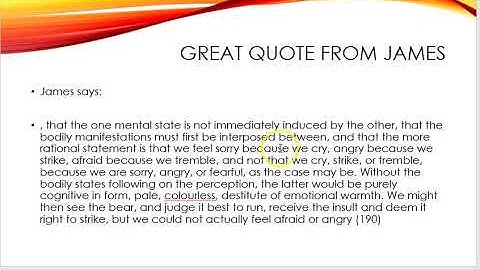 James Lange emotions video 1