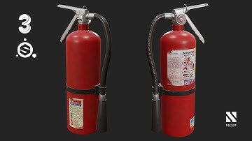 TIMELAPSE Game Asset Fire Extinguisher | Autodesk3dsMax/SubstancePainter