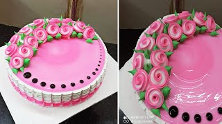 How To Make Fancy Birth Day Cake Pink Color Design Cake Flowers Decoration Cake