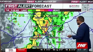 Showers and storms likely today, warm and dry mid-week