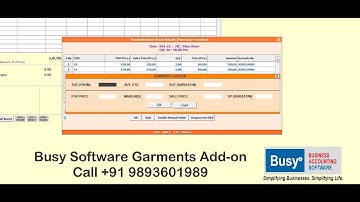 Busy Software Garments Addon ! Busy Garments Addon #BusyCustomization #Busyaddon #busywin #gstindia