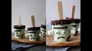 Frankenstein Ice Cream Popsicles For Halloween - By One Kitchen
