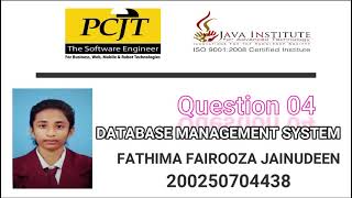 DBMS Question Session Task No 04 | 1st Year | Semester 01 | Java Institute | Fathima Jainudeen