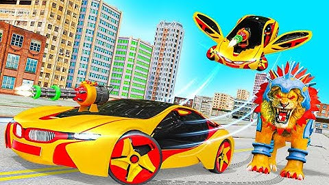 Lion Robot Car Transforming Game 3D Air Jet Robot