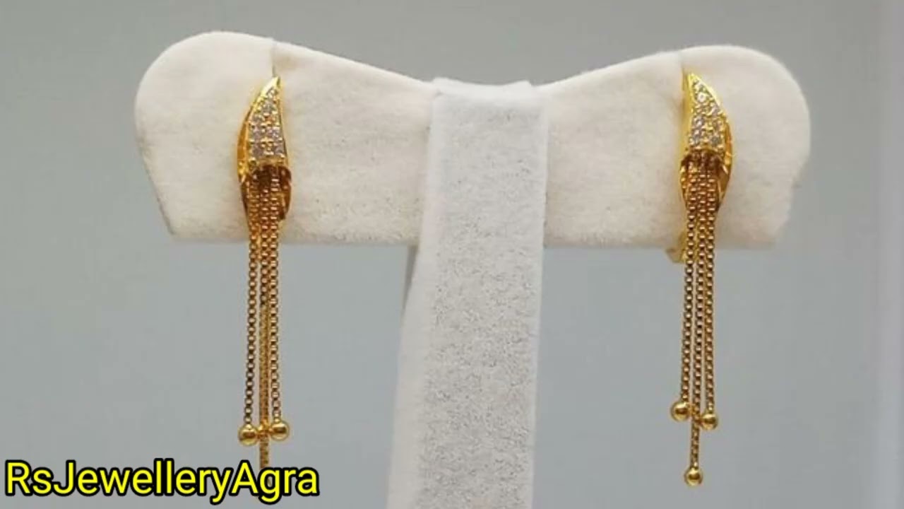 latest gold long earrings designs with weight and price || new model sui  dhaga earrings designs - YouTube