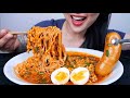 CHEESY SAUSAGE WITH SPICY NOODLES ASMR EATING SOUNDS NO TALKING SAS ASMR 