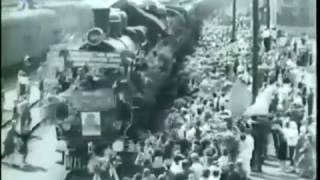 1945, Белорусский вокзал, Первый поезд Победы прибыл в Москву, 10 мая, кинохроника Победы 001