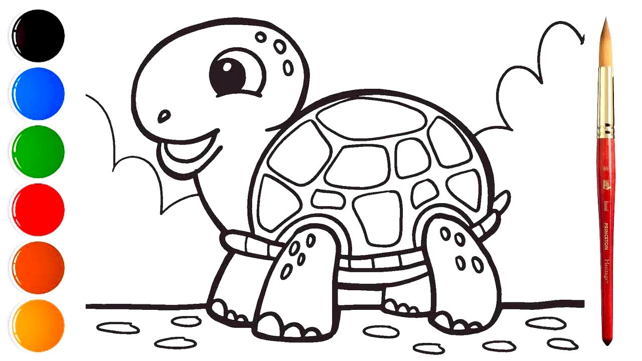 How to draw Tortoise - Colouring for Kids & Toddlers | Draw, Colour and  Learn _ Kidzaw Easy Drawing - YouTube