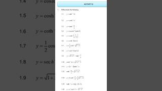Activity 9   DIFFERENTIATION OF INVERSE HYPERBOLIC FUNCTIONS