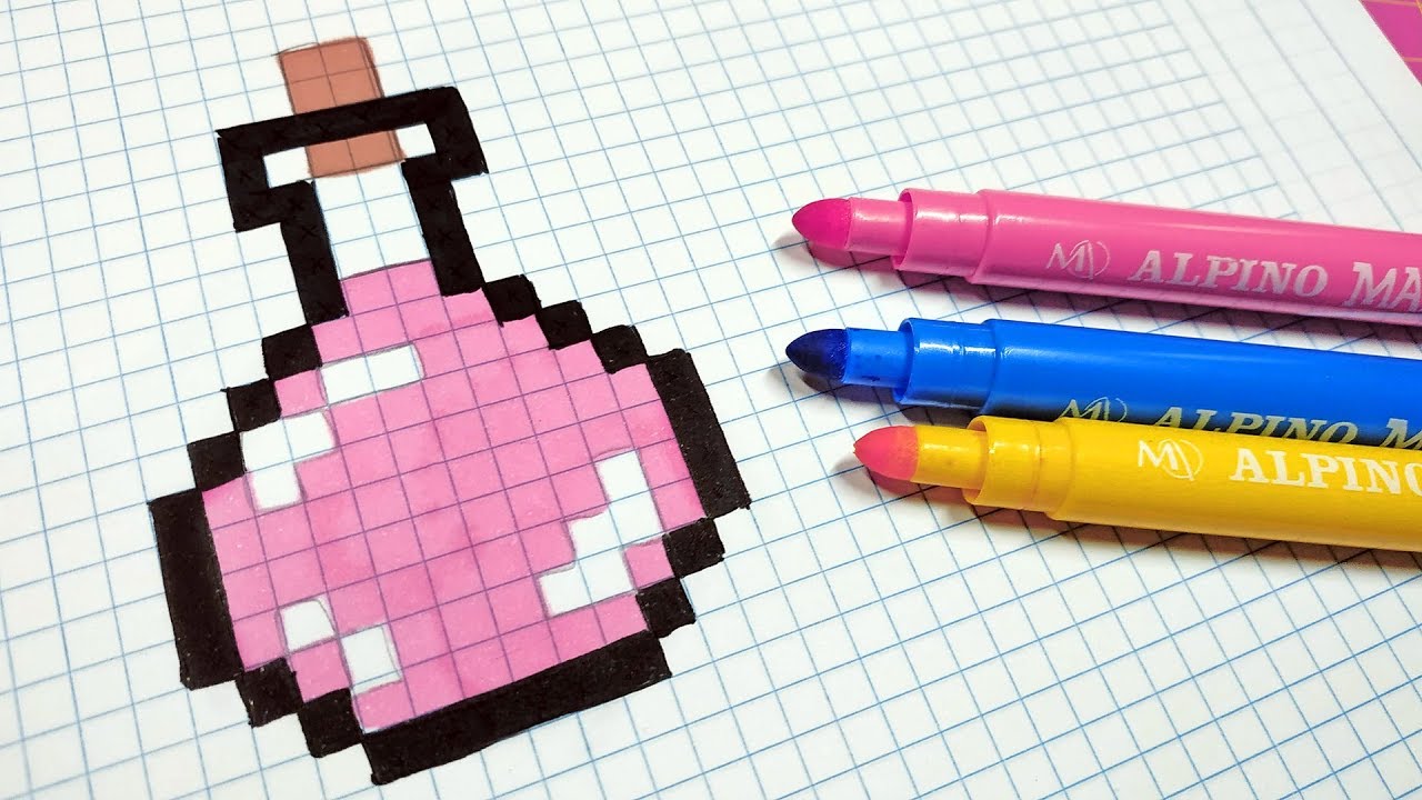 Handmade Pixel Art How To Draw A Pink Potion Pixelart Youtube