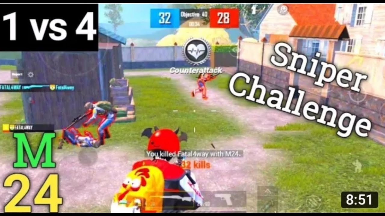 Solo vs Squad Pubg mobile TDM Gameplay with M24 only #1 - YouTube