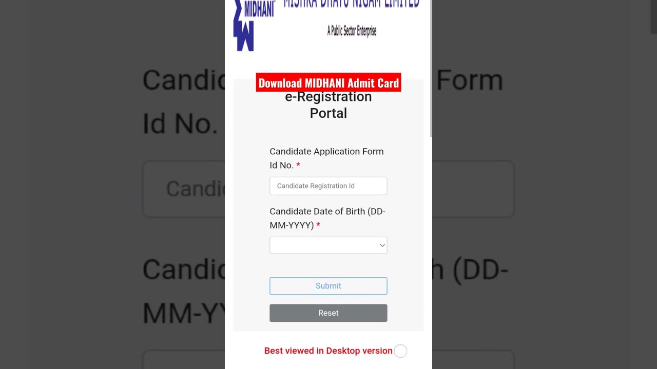 MIDHANI Admit Card live download 