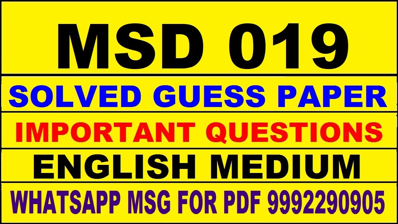 msd 019 guess paper in english | msd 019 important questions | msd 019 study material