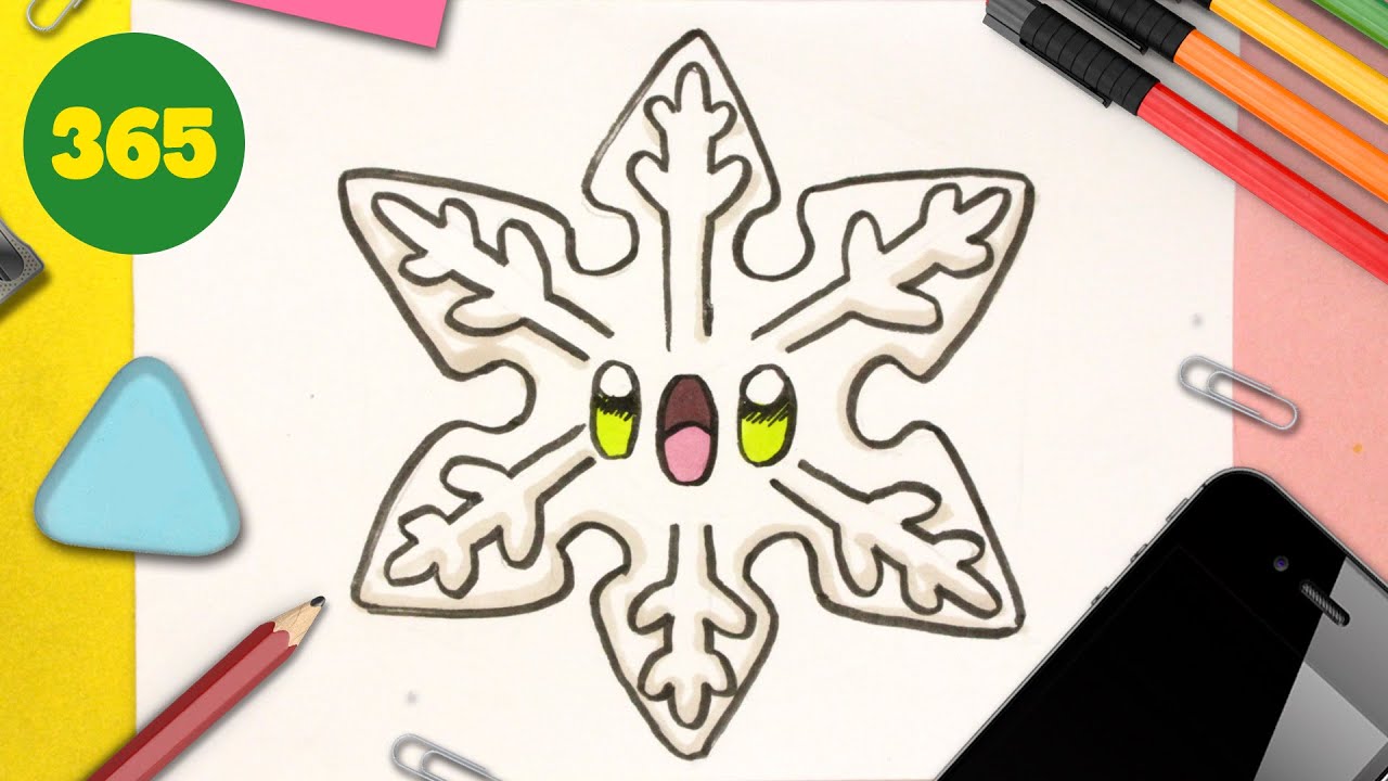 COMMENT DESSINER FLOCON DE NEIGE KAWAII ÉTAPE PAR ÉTAPE – Dessins