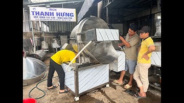 Máy chiên phi Hành Tỏi TỰ ĐỘNG ĐẢO 15kg/mẻ. Chảo phi Hành Tỏi bằng điện tự động 15kg