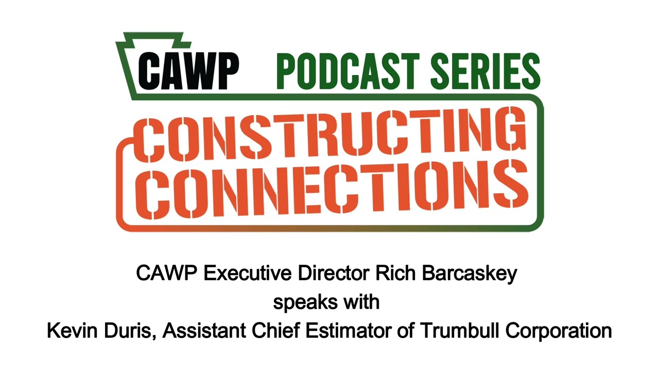 CAWP Executive Director Rich Barcaskey speaks with Kevin Duris, Trumbull Corporation