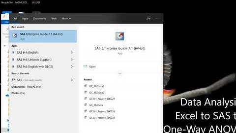 Data Analysis: Excel - SAS - ANOVA