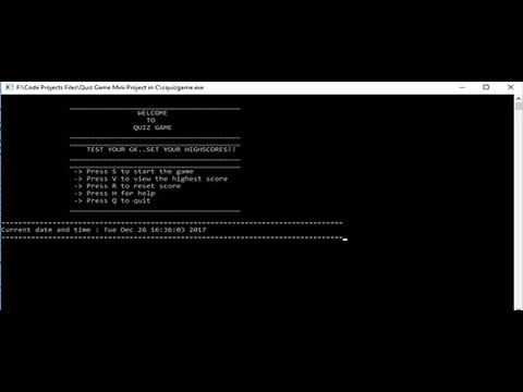 QUIZ GAME IN C PROGRAMMING WITH SOURCE CODE