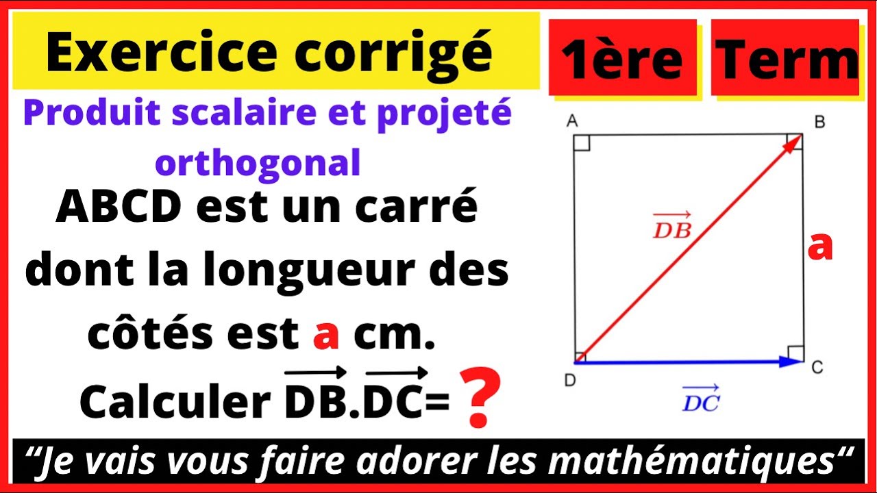 Produit scalaire - Exercice corrigé - Projeté orthogonal ! - YouTube