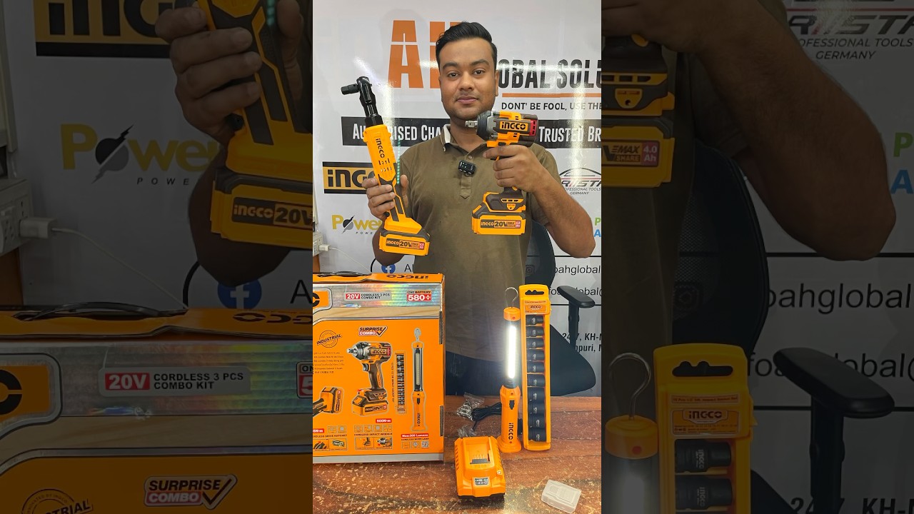 Ingco 500nm Cordless Impact Wrench Combo Set #shorts #ytshorts #youtubeshorts #shortsfeed #ingco
