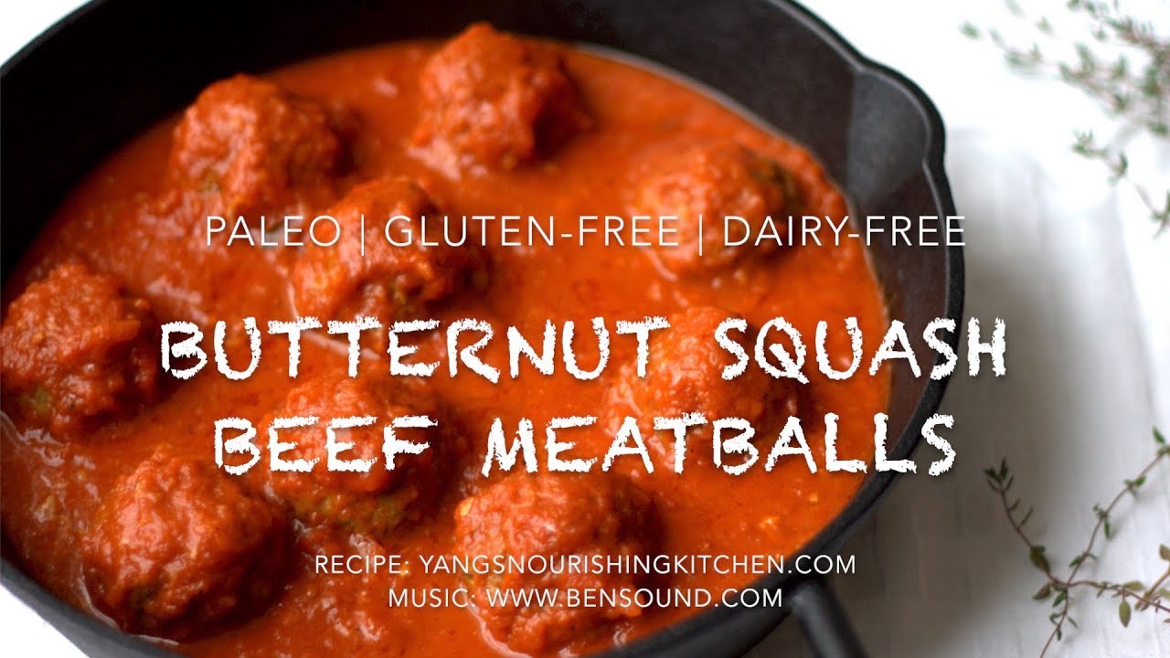 The Best Paleo Meatballs: Butternut Squash & Beef Meatballs in Marinara