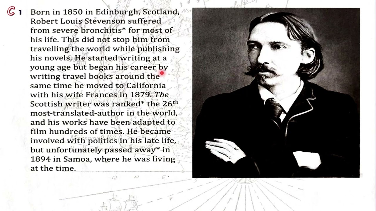 صفحة 100 ادب انكليزي رابع اعدادي حياة الكاتب روبرت لويس ستيفنسون