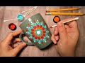 SIMPLE Dot Mandala Mug Painting Using ONLY Qtip Toothpick Pencil