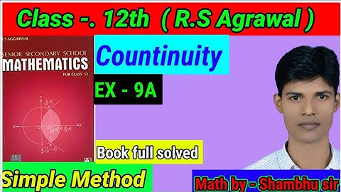 RS Aggarwal class 12 continuity and Differentiability,ex 9A part 1