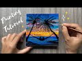 Seascape Acrylic Painting on Mini Canvas for Beginners - Paintastic Arts