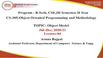 CS- 305 OOPM PROGRAMMING  OBJECT  MODEL B.TECH II YEAR