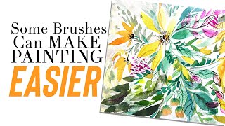 Painting Random Yellow Flowers with 6 Brushes!