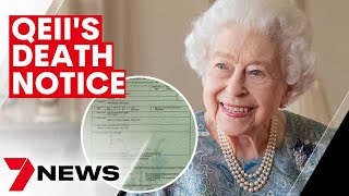 Queen Elizabeth II's death revealed | 7NEWS