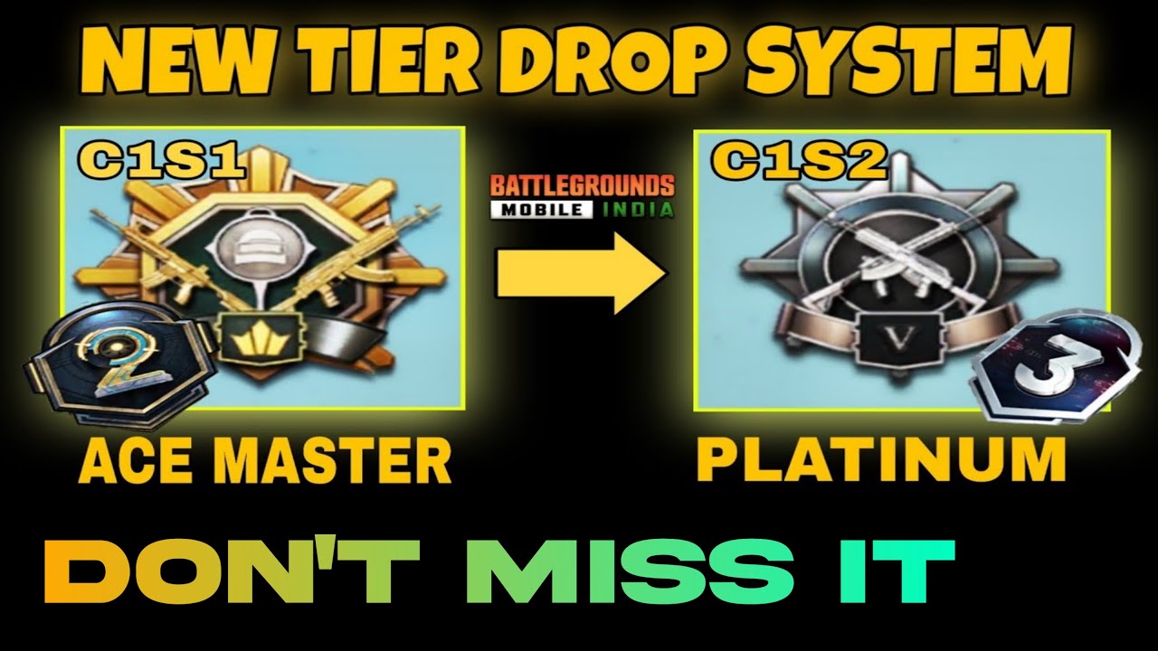 BGMI NEW TIER DROP SYSTEM EXPLAINED In Telugu || C1S1 TO C1S2 TIER DROP || ACE MASTER & DOMINATOR 😁😁