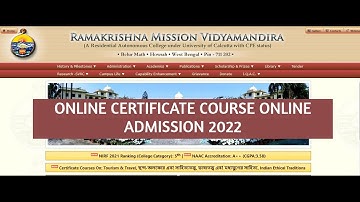 Online Certificate Course 2022 II Ramakrishna Mission Vidyamandira, Belur Math II Admission 2022....