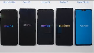 Honor 20  vs Sony L4 vs Honor 20 Lite vs Realme 5 vs Honor 9X Lite  benchmark test