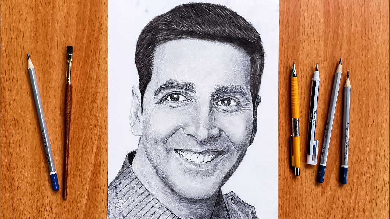 Akshay kumar sketch pencil drawing 😀 YouTube