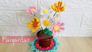 Margaritas tejidas a crochet paso a paso tutorial