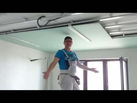 Самый ЛЕГКИЙ монтаж гипсокартон на потолок в одиночку. Easist install gypsum board ceiling #11